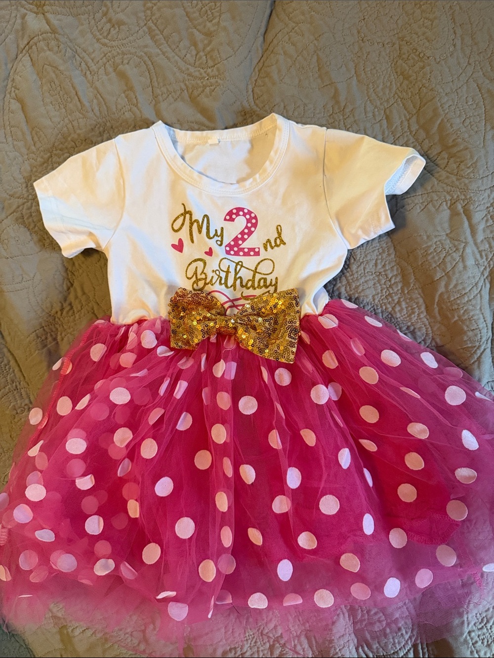 Girls' Pink Polka Dot 2nd Birthday Tutu Dress